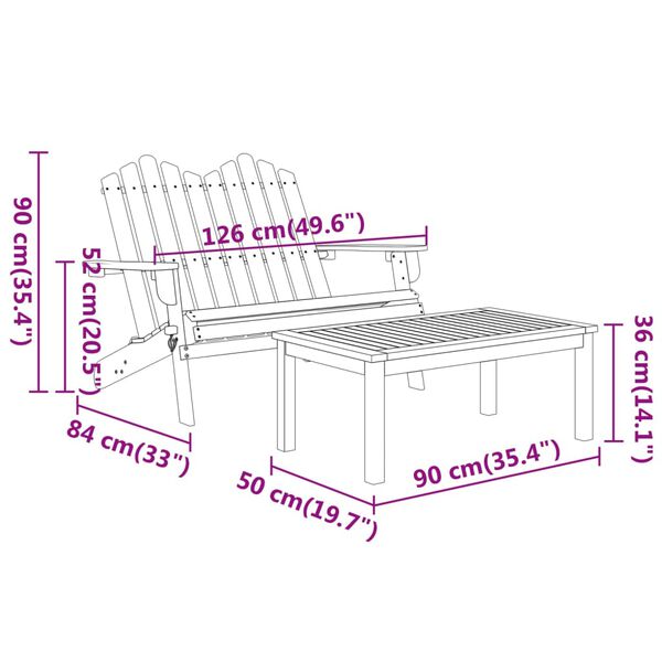vidaXL 4 Piece Adirondack Garden Lounge Set Solid Wood Acacia