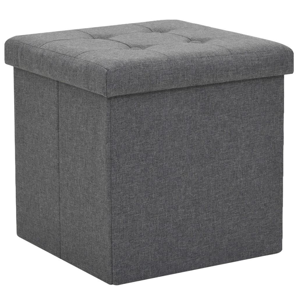 vidaXL Folding Storage Stools 2 pcs Dark Grey Faux Linen