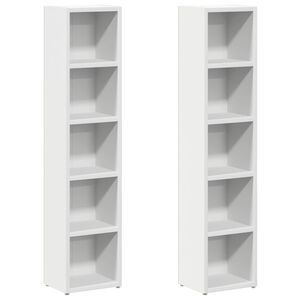 vidaXL CD Cabinets 2 pcs White 21x16x93,5 cm Engineered Wood