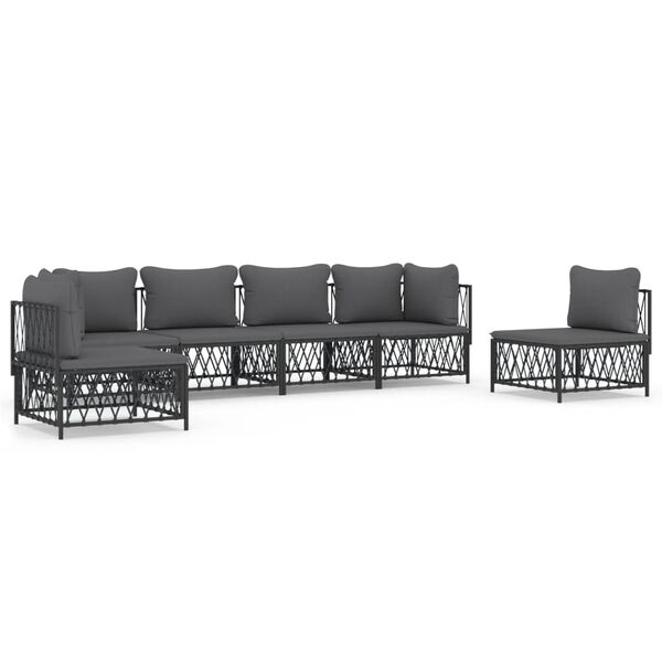 vidaXL 6 Piece Garden Lounge Set with Cushions Anthracite Steel