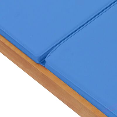 vidaXL Sun Lounger with Cushion Solid Teak Wood Blue, blue vidaXL Sun Lounger with Cushion Solid Teak Wood Blue
