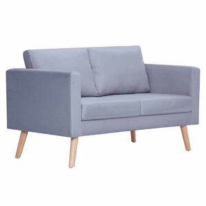 vidaXL Sofa 2-Seater Fabric Light Grey