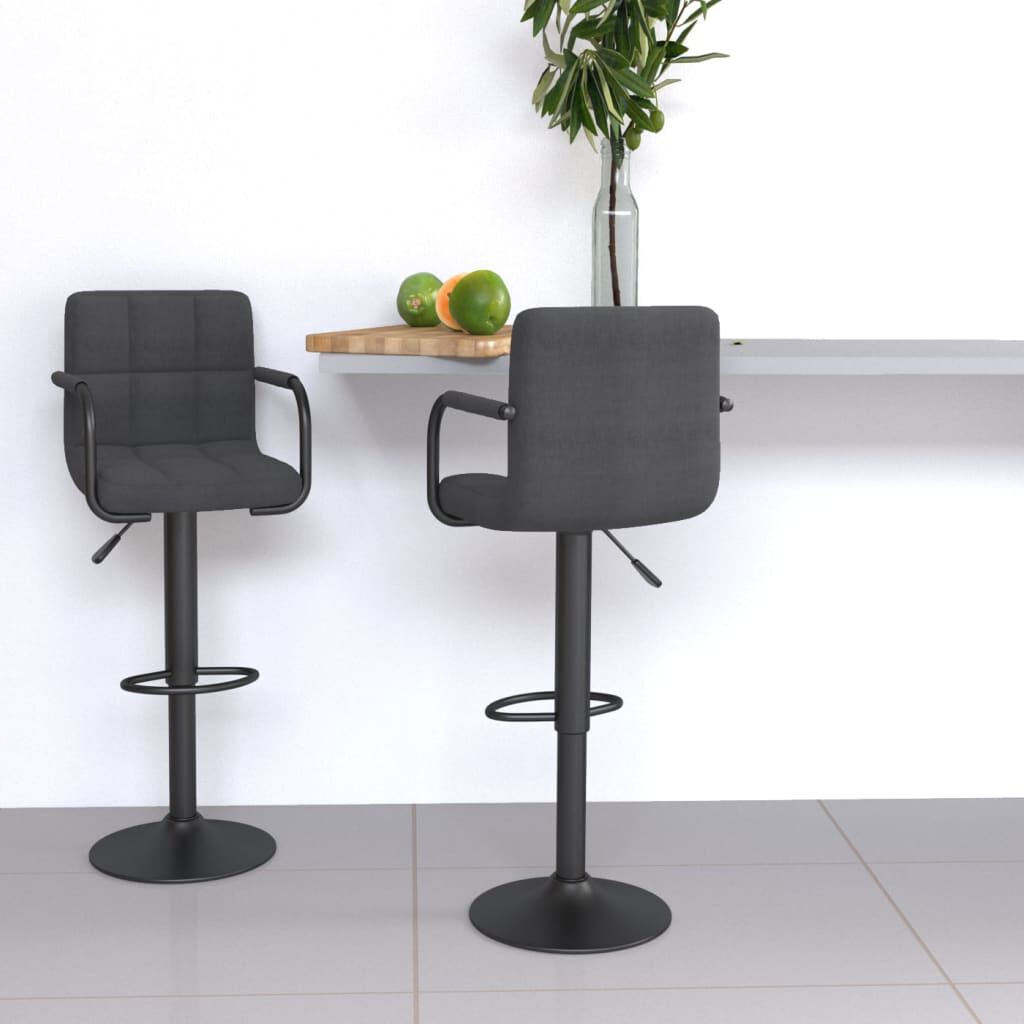 vidaXL Bar Stools 2 pcs Dark Grey Fabric