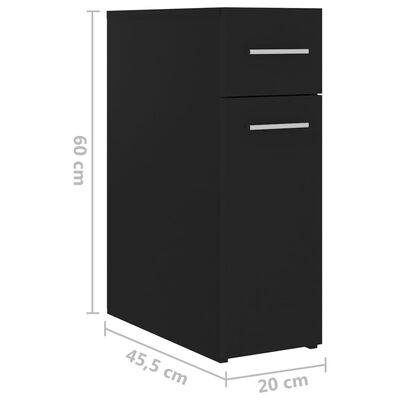 vidaXL Apothecary Cabinet Black 20x45.5x60 cm Engineered Wood, black vidaXL Apothecary Cabinet Black 20x45.5x60 cm Engineered Wood