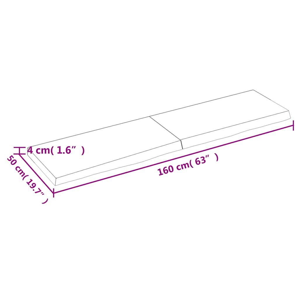 vidaXL Wall Shelf Light Brown 160x50x(2-4) cm Treated Solid Wood Oak