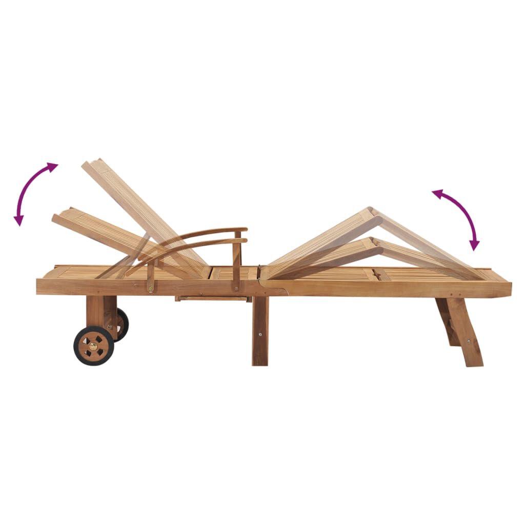 vidaXL Sun Lounger with Table Solid Teak Wood
