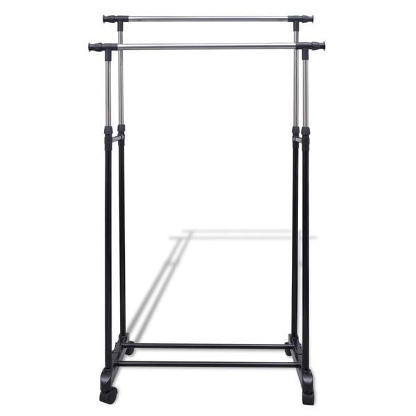 vidaXL Adjustable Clothes Rack 4 Castors 2 Hanging Rails