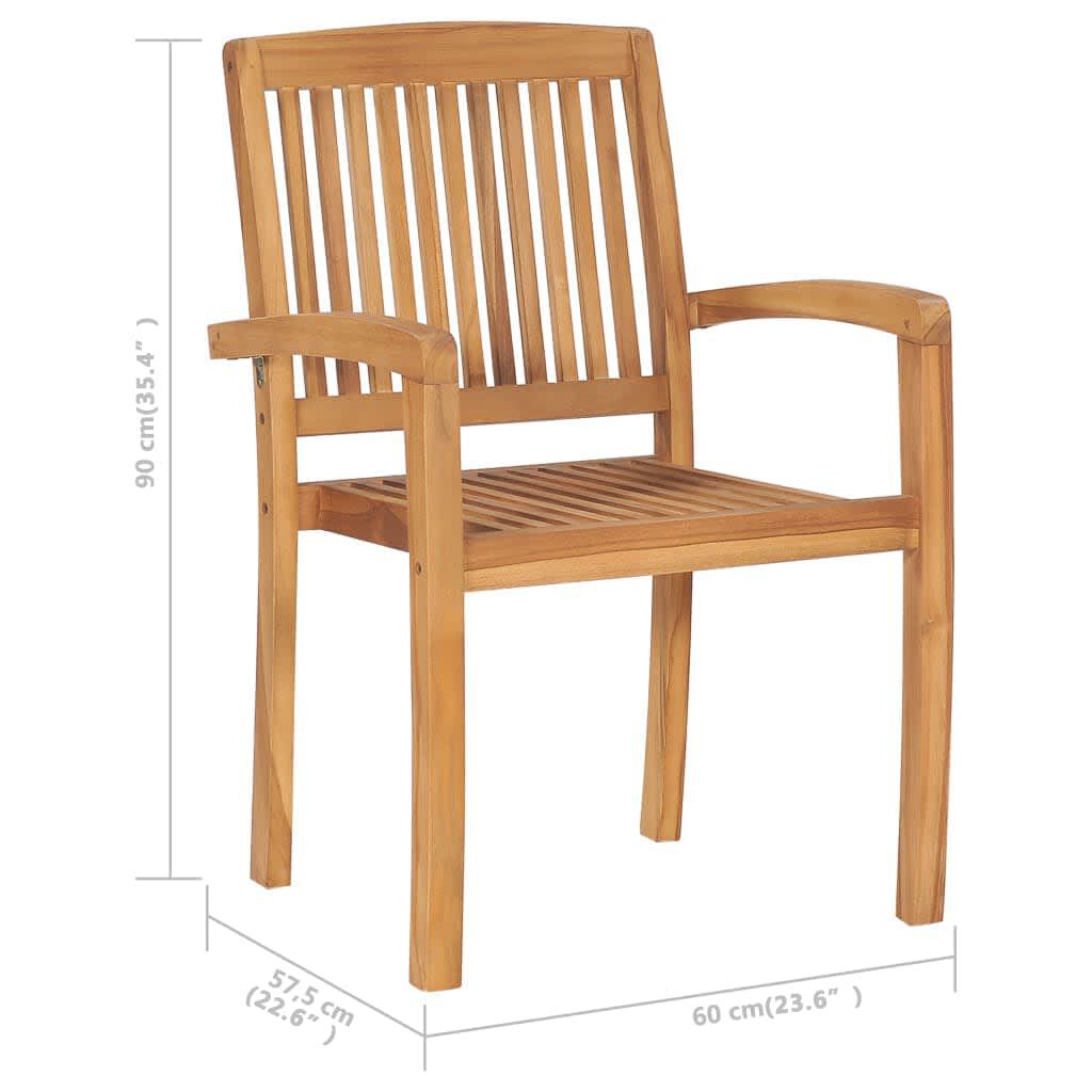 vidaXL Stacking Garden Chairs 4 pcs Solid Teak Wood