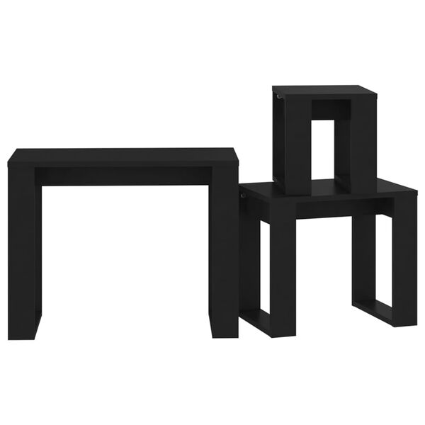 vidaXL Nesting Tables 3 pcs Black Engineered Wood