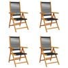 vidaXL Reclining Folding Chairs 4 pcs Black Solid Wood Acacia