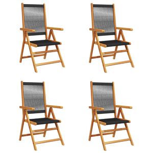vidaXL Reclining Folding Chairs 4 pcs Black Solid Wood Acacia