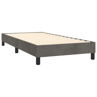 vidaXL Box Spring Bed Frame Dark Grey 90x200 cm Velvet, dark grey vidaXL Box Spring Bed Frame Dark Grey 90x200 cm Velvet