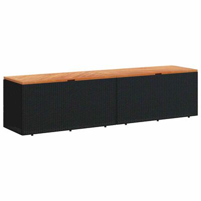 vidaXL Garden Storage Box Black 220x50x54 cm Poly Rattan Acacia Wood, black vidaXL Garden Storage Box Black 220x50x54 cm Poly Rattan Acacia Wood