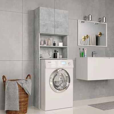 vidaXL Washing Machine Cabinet Concrete Grey 64x25.5x190 cm Engineered Wood