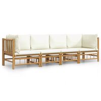vidaXL 4 Piece Garden Lounge Set with Cream White Cushions Bamboo,  vidaXL 4 Piece Garden Lounge Set with Cream White Cushions Bamboo