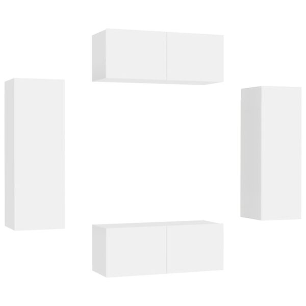 vidaXL 4 Piece TV Cabinet Set White Engineered Wood
