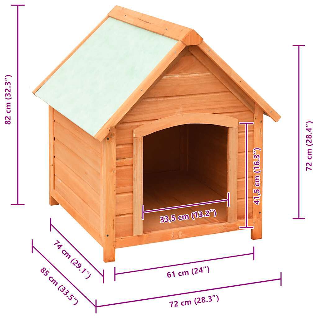 vidaXL Dog House Solid Pine & Fir Wood 72x85x82 cm