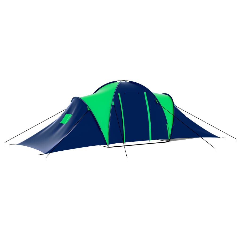 vidaXL Camping Tent Polyester 9 Persons Blue-green