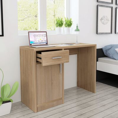 vidaXL Desk with Drawer and Cabinet Oak 100x40x73 cm, oak vidaXL Desk with Drawer and Cabinet Oak 100x40x73 cm