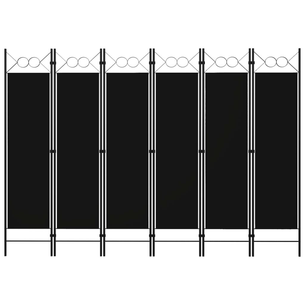 vidaXL 6-Panel Room Divider Black 240x180 cm