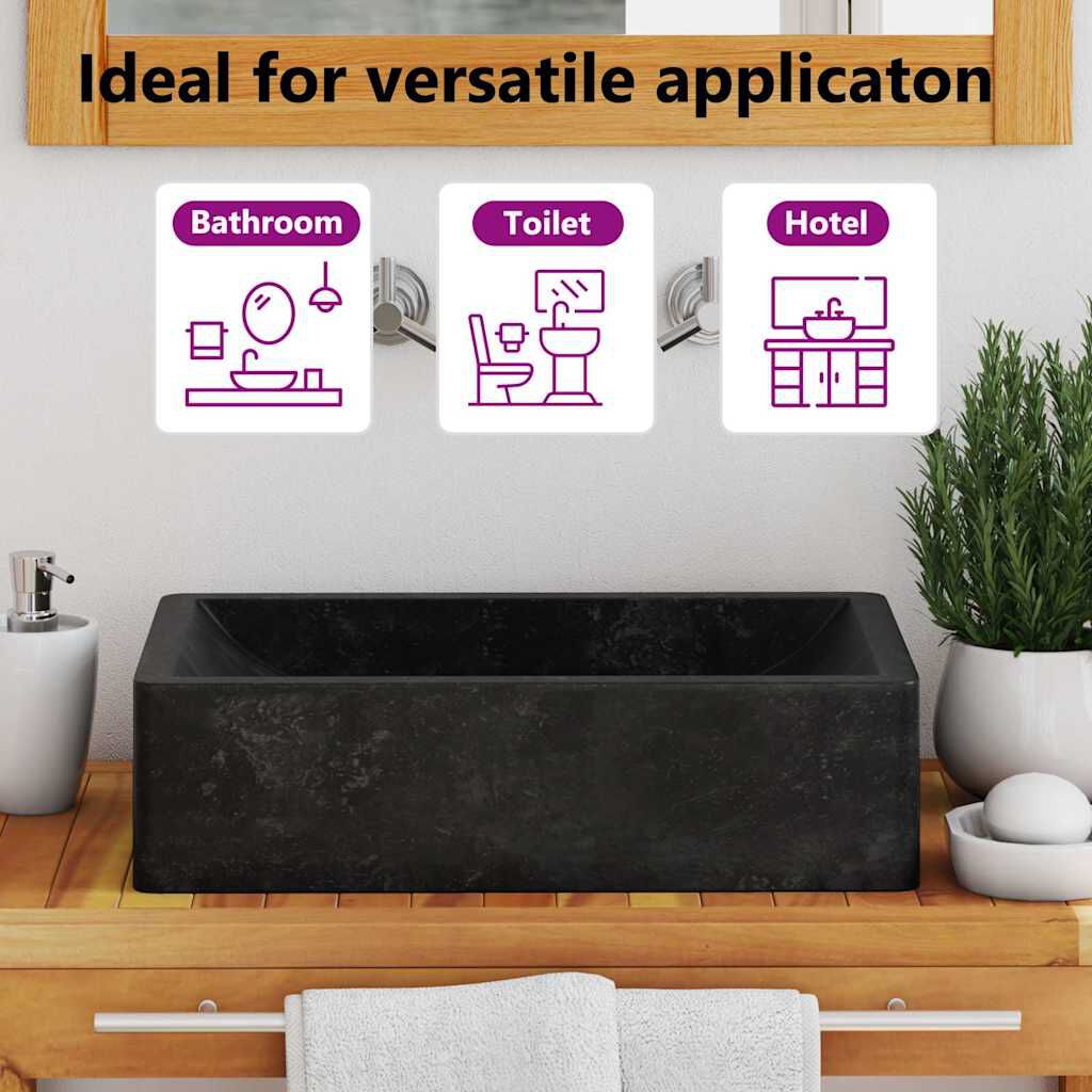 vidaXL Sink 45x30x12 cm Marble High Gloss Black