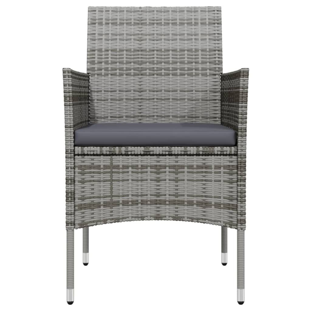 vidaXL 3 Piece Garden Dining Set with Cushions Grey and Black