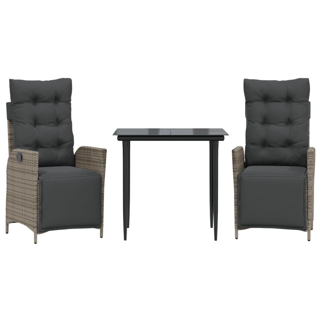 vidaXL 5 Piece Garden Dining Set with Cushions Grey Poly Rattan