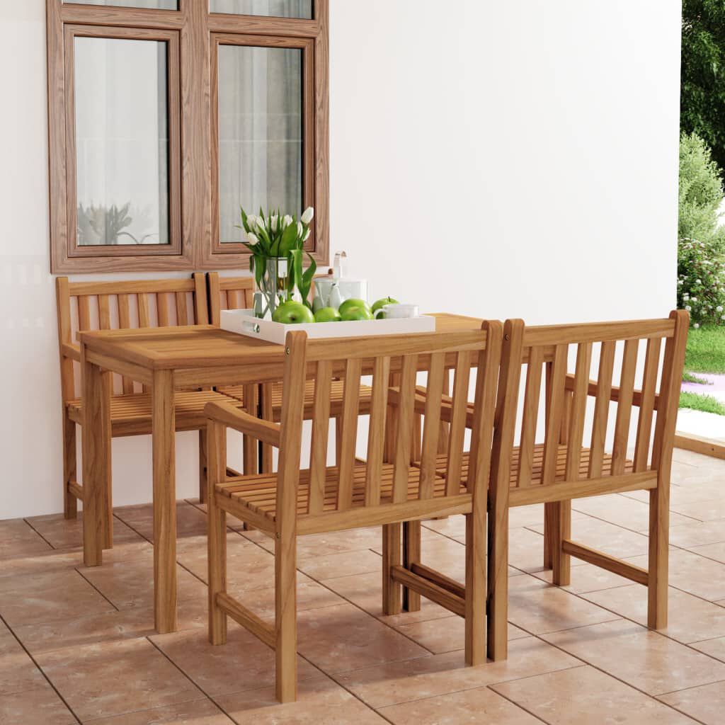 vidaXL 5 Piece Garden Dining Set Solid Teak Wood