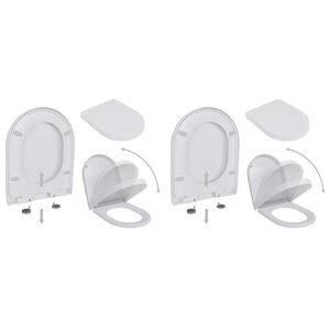 vidaXL Toilet Seats with Soft Close Lids 2 pcs Plastic White