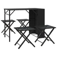 vidaXL 5 Piece Garden Dining Set Foldable Black Poly Rattan, black vidaXL 5 Piece Garden Dining Set Foldable Black Poly Rattan