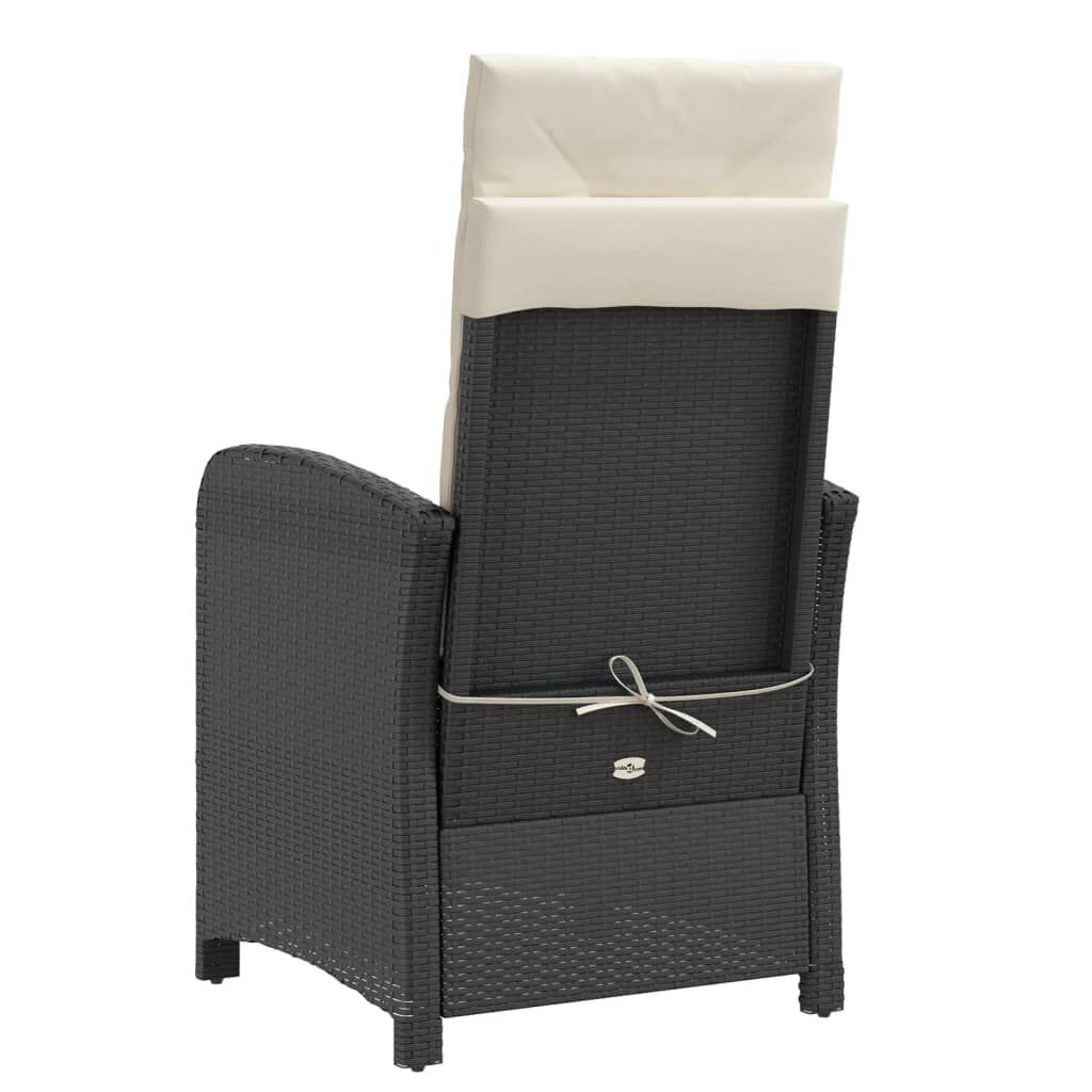 vidaXL Reclining Garden Chairs 2 pcs with Footrest Black Poly Rattan