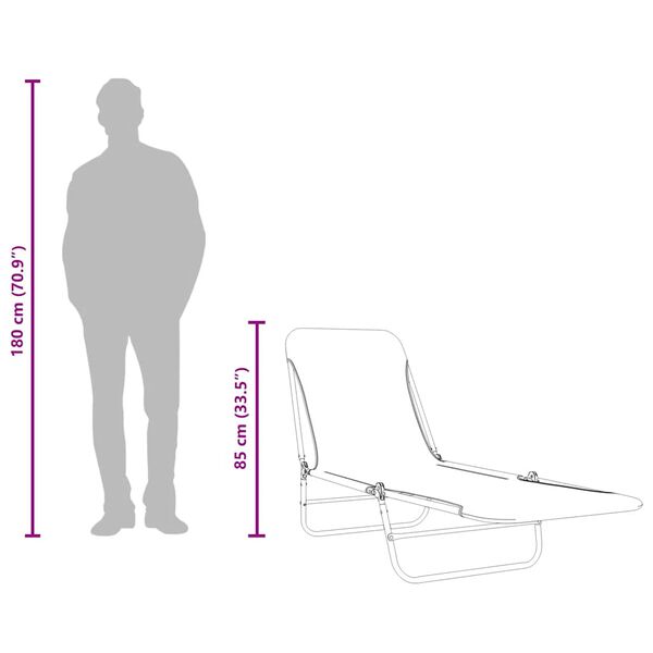 vidaXL Folding Sun Loungers 2 pcs Steel and Fabric Grey