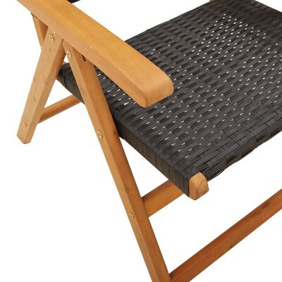 vidaXL Garden Chairs 2 pcs Black Solid Wood Acacia and Poly Rattan