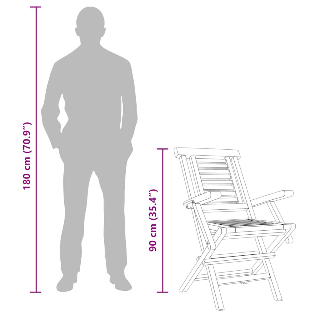 vidaXL Folding Garden Chairs 8 pcs 56x63x90 cm Solid Wood Teak