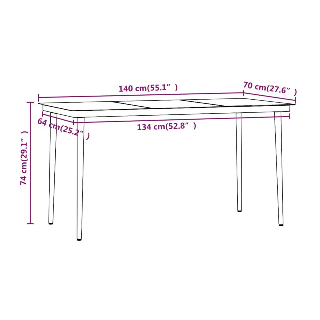 vidaXL 7 Piece Garden Dining Set with Cushions Black