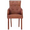 vidaXL Dining Chairs 4 pcs Brown Real Goat Leather