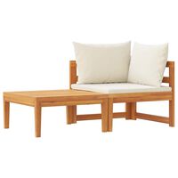 vidaXL 2 Piece Garden Lounge Set with Cream White Cushions Acacia Wood, cream white vidaXL 2 Piece Garden Lounge Set with Cream White Cushions Acacia Wood