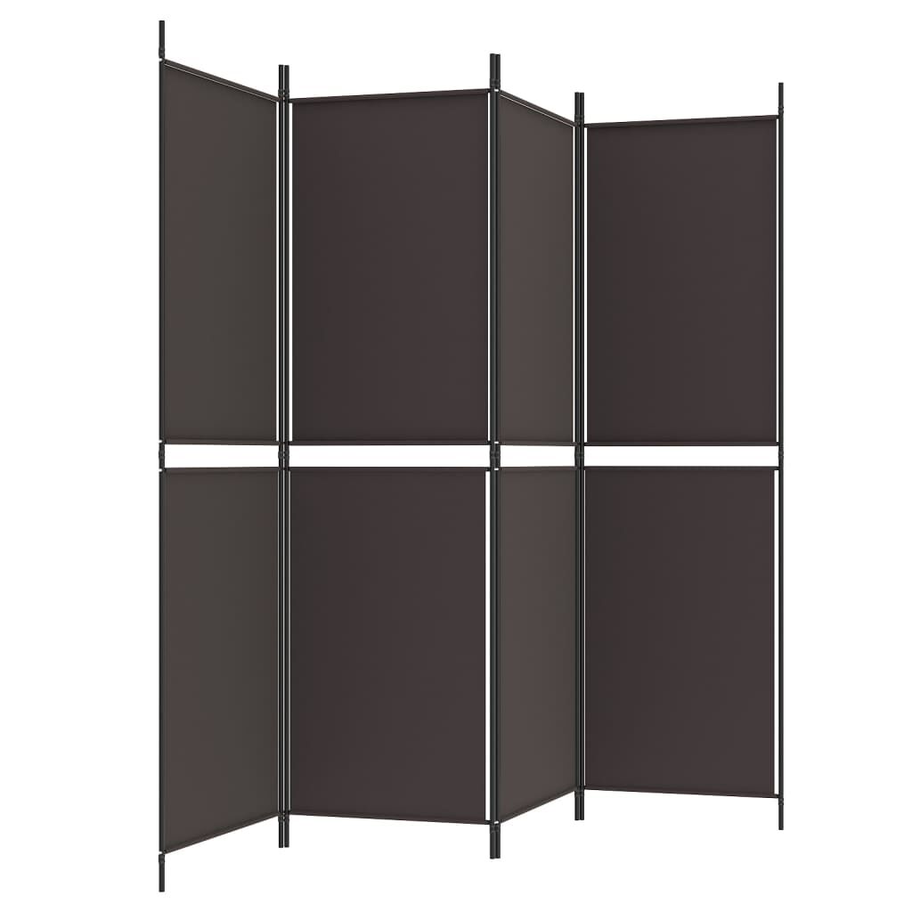 vidaXL 4-Panel Room Divider Brown 200x180 cm Fabric