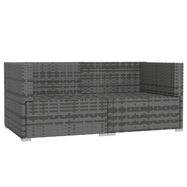 vidaXL 2-Seater Sofa with Cushions Grey Poly Rattan