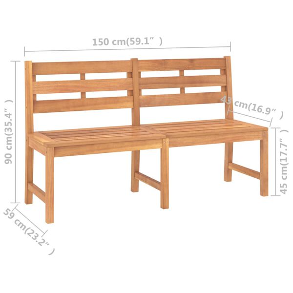 vidaXL Garden Bench 150 cm Solid Teak Wood