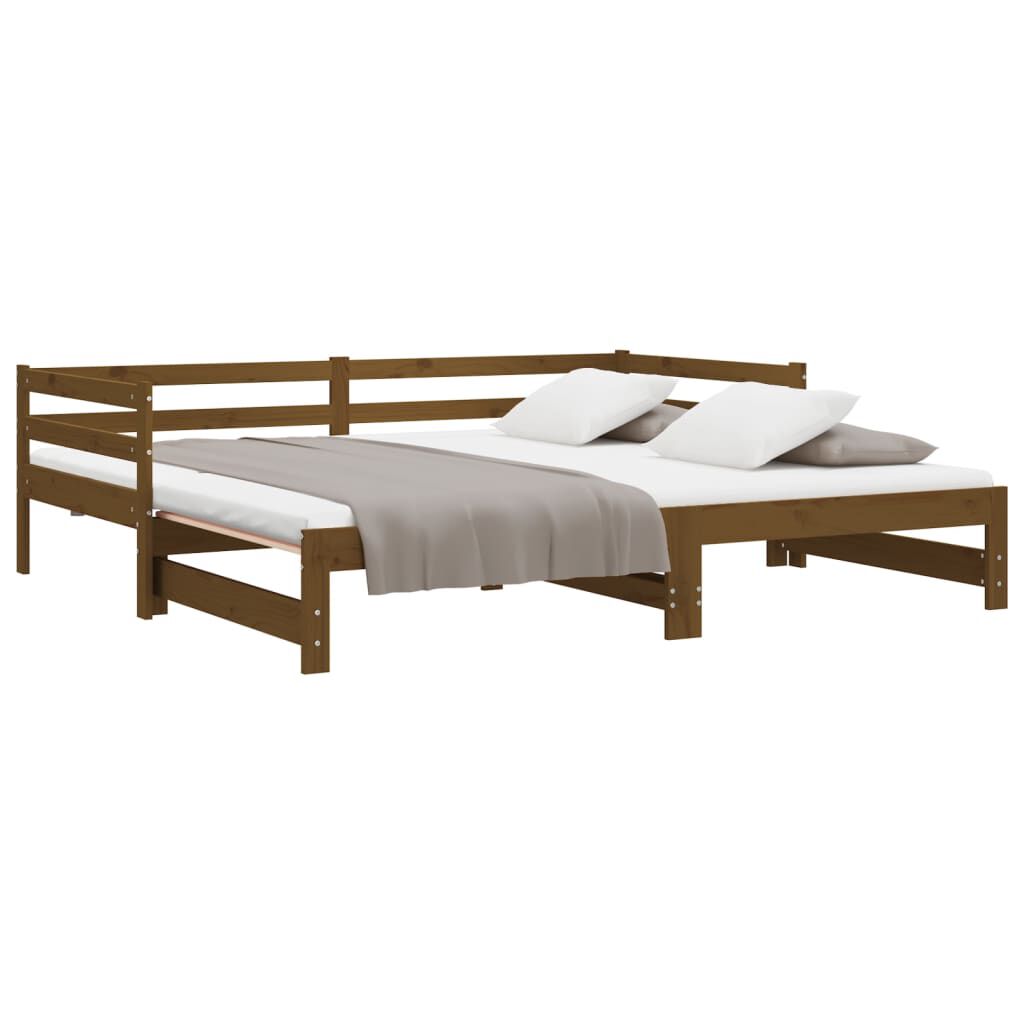 vidaXL Pull-out Day Bed without Mattress Honey Brown 2x(90x200)cm