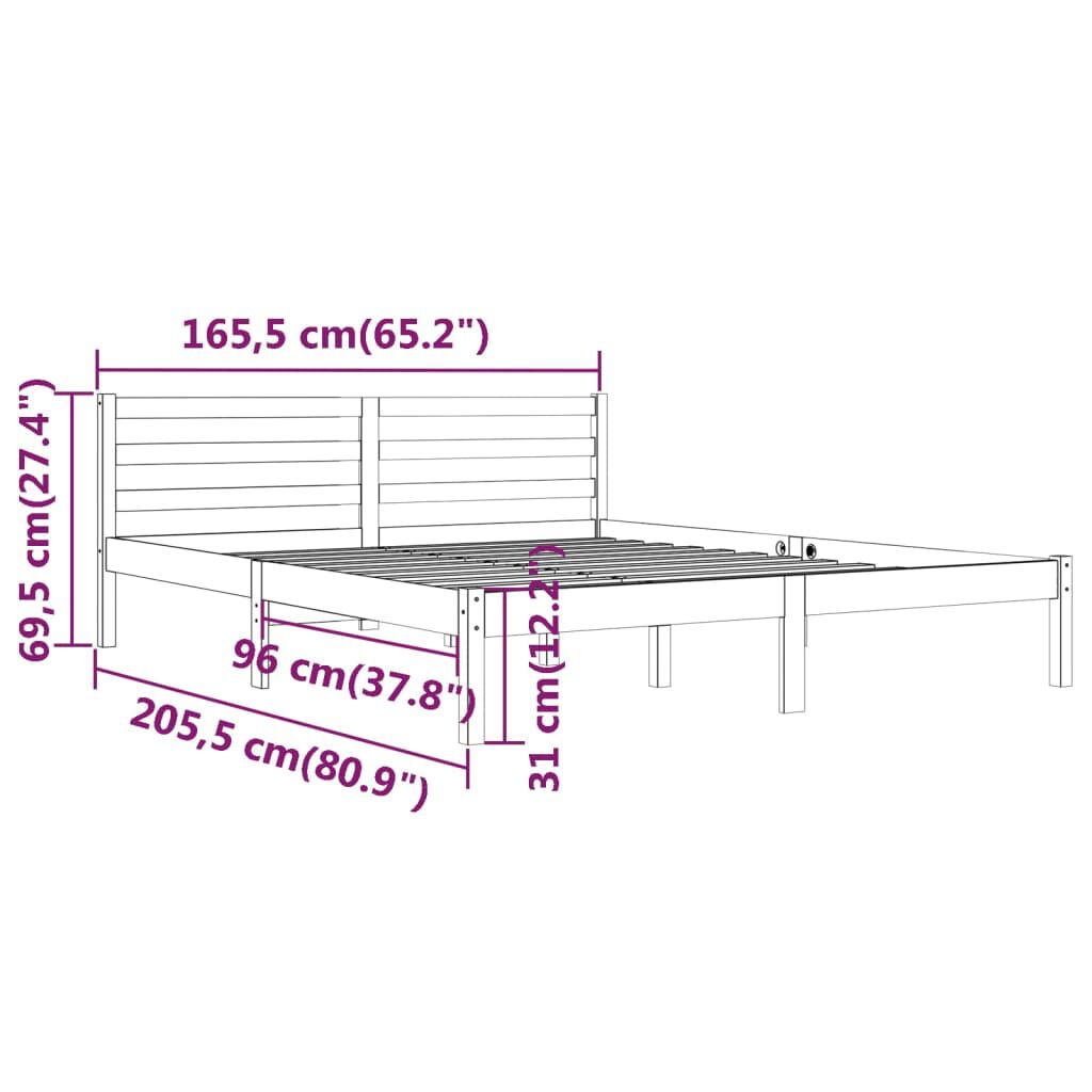 vidaXL Bed Frame without Mattress Solid Wood Pine 160x200cm Grey