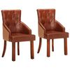 vidaXL Dining Chairs 2 pcs Brown Real Goat Leather