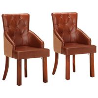 vidaXL Dining Chairs 2 pcs Brown Real Goat Leather, brown vidaXL Dining Chairs 2 pcs Brown Real Goat Leather