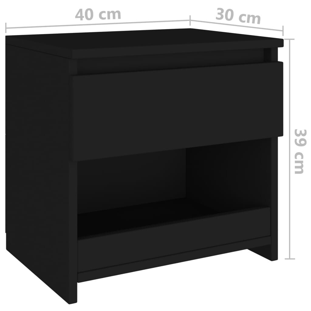 vidaXL Bedside Cabinets 2 pcs Black 40x30x39 cm Engineered Wood