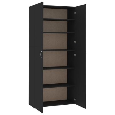 vidaXL Shoe Cabinet Black 80x35.5x180 cm Engineered Wood, black vidaXL Shoe Cabinet Black 80x35.5x180 cm Engineered Wood