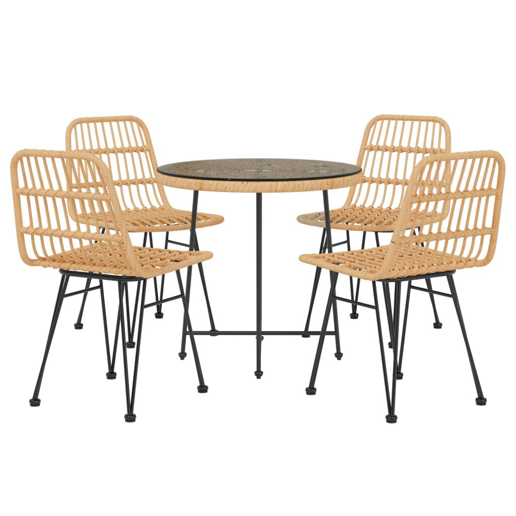 vidaXL 5 Piece Garden Dining Set Poly Rattan