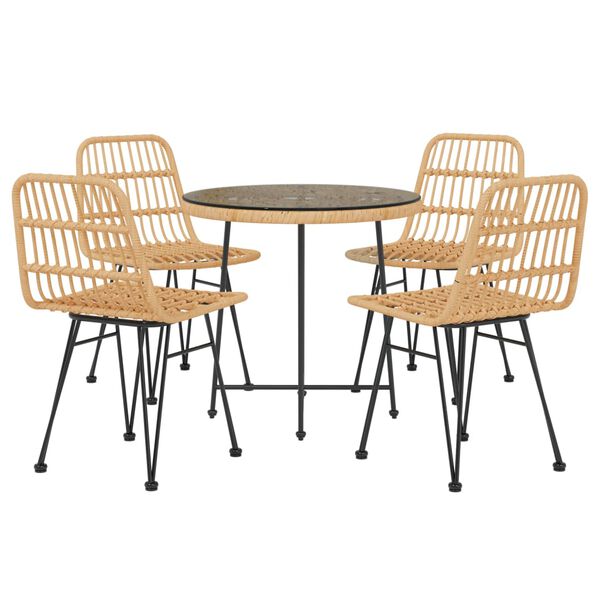 vidaXL 5 Piece Garden Dining Set Poly Rattan