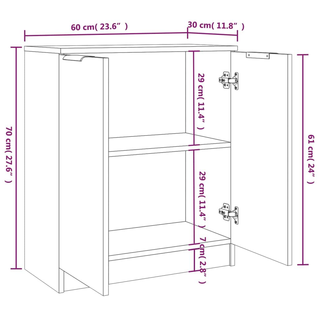 vidaXL Sideboards 2 pcs Concrete Grey 60x30x70 cm Engineered Wood
