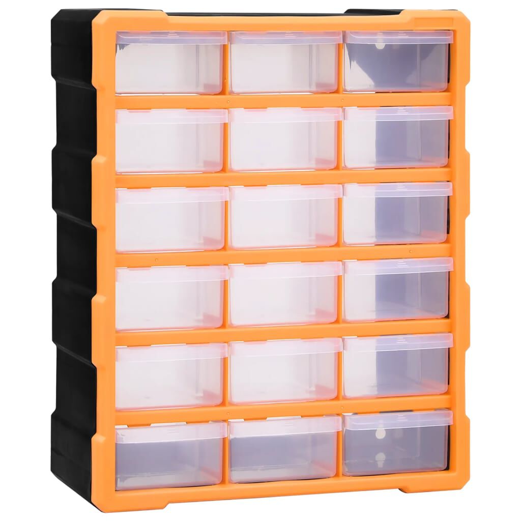 vidaXL Multi-drawer Organiser with 18 Middle Drawers 38x16x47 cm, orange and black vidaXL Multi-drawer Organiser with 18 Middle Drawers 38x16x47 cm